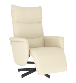 Fauteuil inclinable avec repose-pieds crème similicuir