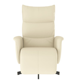 Fauteuil inclinable avec repose-pieds crème similicuir