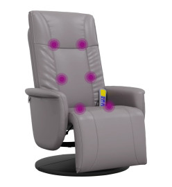 Fauteuil inclinable de massage repose-pieds gris similicuir