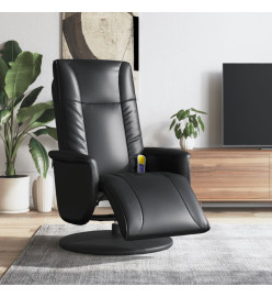 Fauteuil inclinable de massage repose-pieds noir similicuir