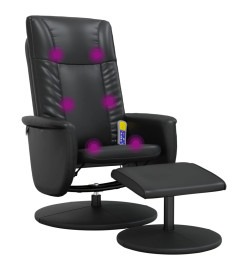 Fauteuil inclinable de massage avec repose-pied noir similicuir