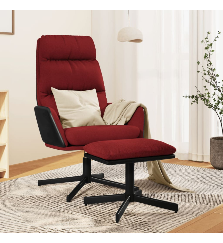 Chaise de relaxation avec tabouret Rouge bordeaux Tissu