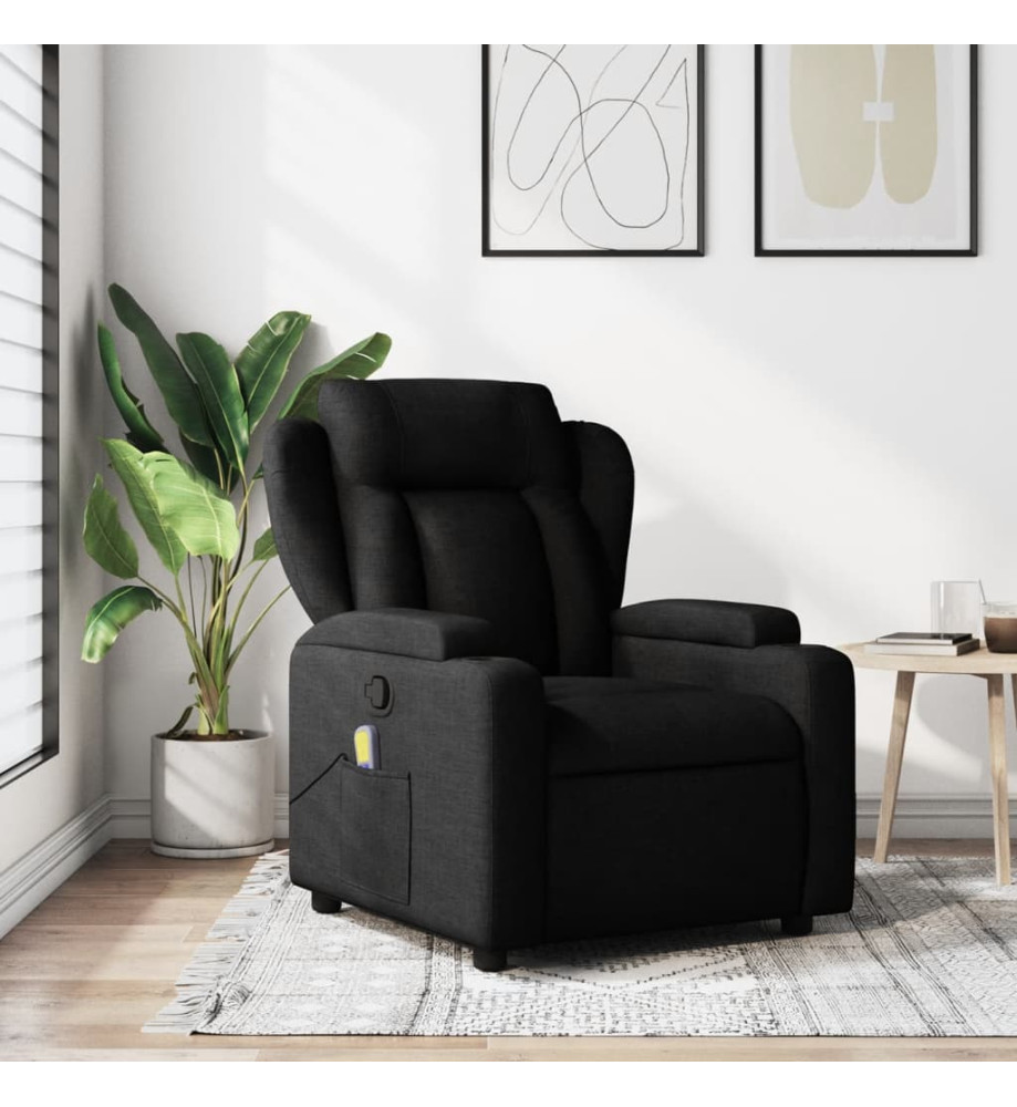 Fauteuil de massage inclinable Noir Tissu