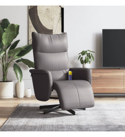 Fauteuil inclinable de massage repose-pieds gris similicuir