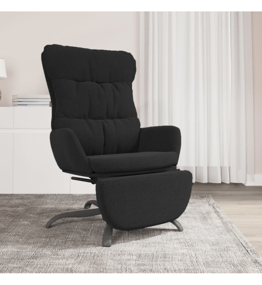 Chaise de relaxation avec repose-pied Noir Tissu