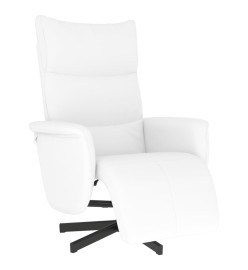 Fauteuil inclinable avec repose-pieds blanc similicuir