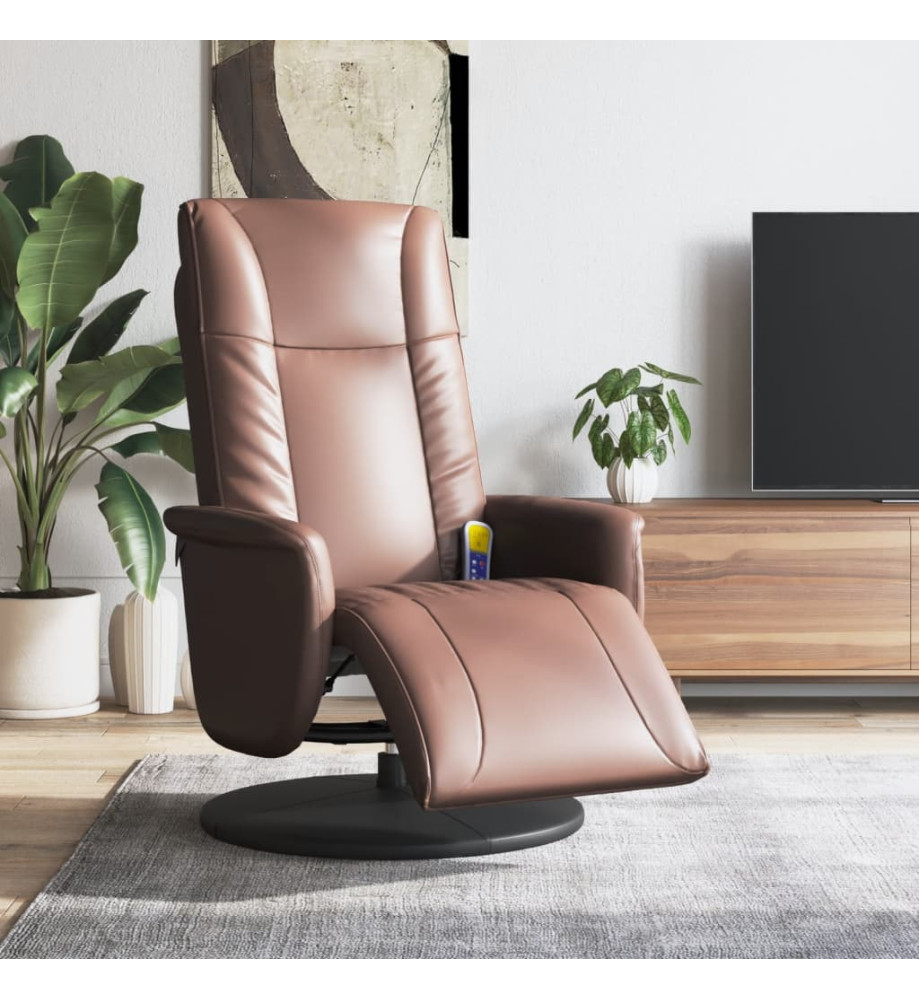 Fauteuil inclinable de massage repose-pieds marron similicuir