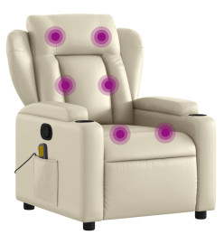 Fauteuil inclinable de massage Crème Similicuir