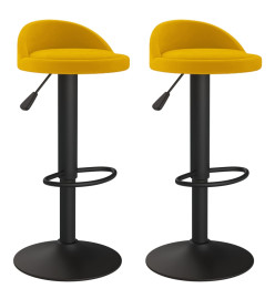 Tabourets de bar 2 pcs Jaune Velours