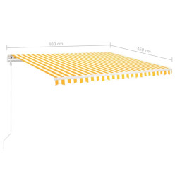 Auvent manuel rétractable avec LED 4x3,5 m Jaune et blanc