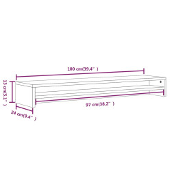 Support de moniteur Chêne fumé 100x24x13 cm Bois d'ingénierie