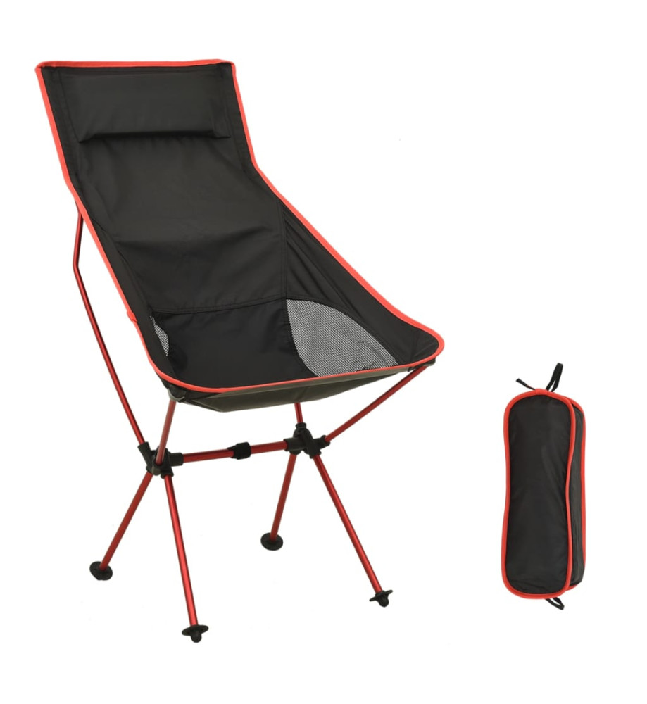 Chaise de camping pliable PVC et aluminium Noir