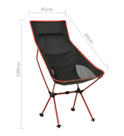 Chaise de camping pliable PVC et aluminium Noir