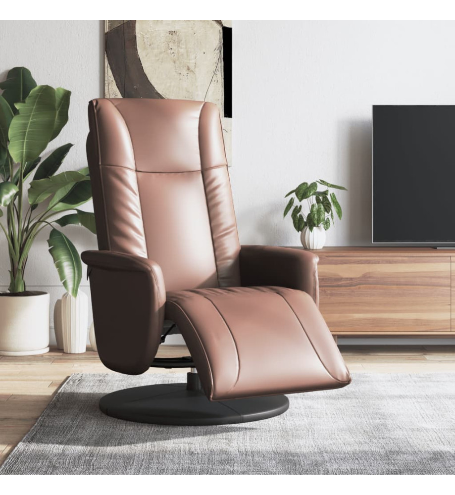 Fauteuil inclinable avec repose-pieds marron similicuir