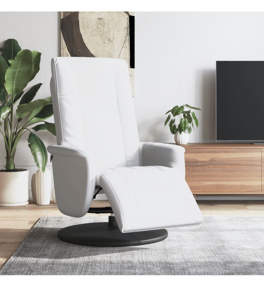 Fauteuil inclinable avec repose-pieds blanc similicuir