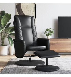 Fauteuil inclinable avec repose-pied noir similicuir