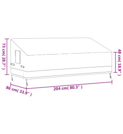 Housse de banc 3 places beige 204x86x48/73 cm oxford 600D