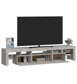 Meuble TV avec lumières LED Gris béton 200x36,5x40 cm