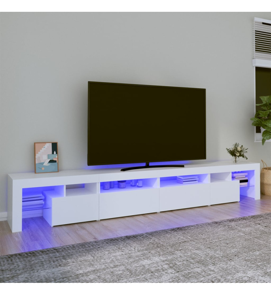 Meuble TV avec lumières LED Blanc 260x36,5x40 cm