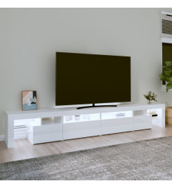 Meuble TV avec lumières LED Blanc brillant 260x36,5x40 cm