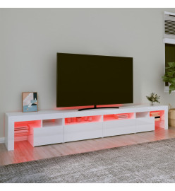 Meuble TV avec lumières LED Blanc brillant 260x36,5x40 cm