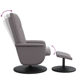 Fauteuil inclinable avec repose-pied gris similicuir