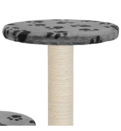 Arbre à chat avec griffoir en sisal 60 cm Gris Motif de pattes