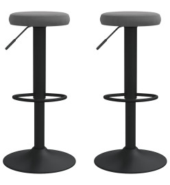 Tabourets de bar lot de 2 gris foncé velours