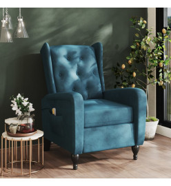 Fauteuil de massage inclinable bleu velours