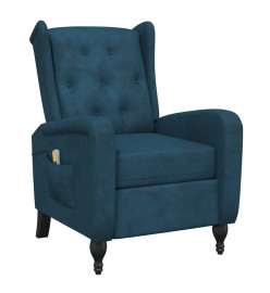 Fauteuil de massage inclinable bleu velours