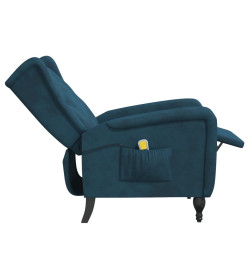 Fauteuil de massage inclinable bleu velours