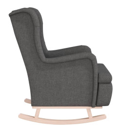 Fauteuil avec pieds à bascule en bois d'hévéa Gris foncé Tissu