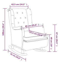 Fauteuil avec pieds à bascule en bois d'hévéa Gris foncé Tissu