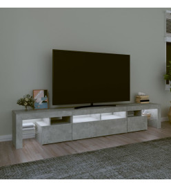 Meuble TV avec lumières LED Gris béton 230x36,5x40 cm