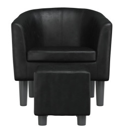 Fauteuil cabriolet avec repose-pied noir similicuir