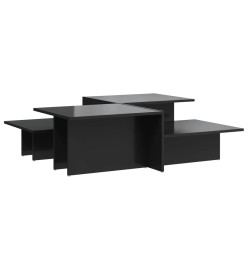Tables basses 2 pcs noir brillant bois d'ingénierie