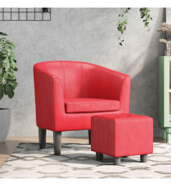 Fauteuil cabriolet avec repose-pied rouge similicuir