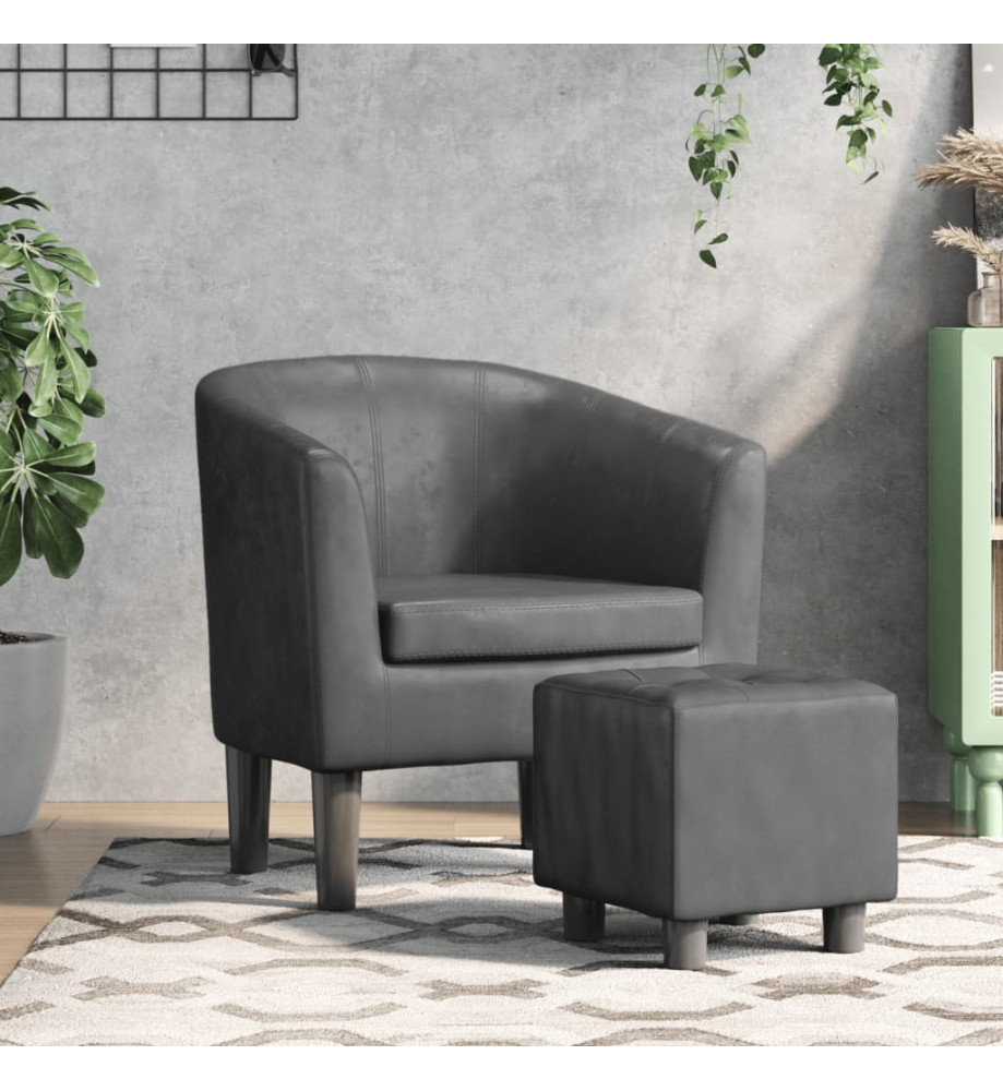 Fauteuil cabriolet avec repose-pied gris similicuir