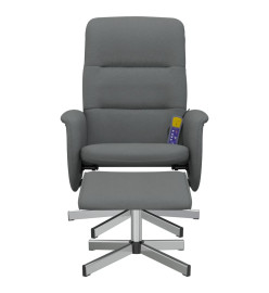 Fauteuil de massage inclinable et repose-pieds gris foncé tissu