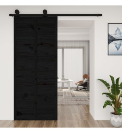 Porte de grange Noir 90x1,8x214 cm Bois massif de pin