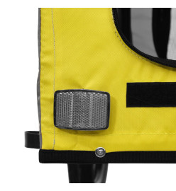 Remorque de vélo pour chien jaune et noir tissu oxford et fer