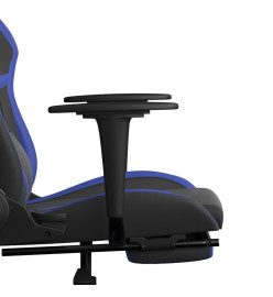 Chaise de jeu avec repose-pied Noir et bleu Similicuir