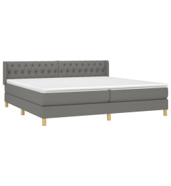 Lit à sommier tapissier avec matelas Gris foncé 200x200cm Tissu