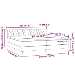 Lit à sommier tapissier avec matelas Gris foncé 200x200cm Tissu