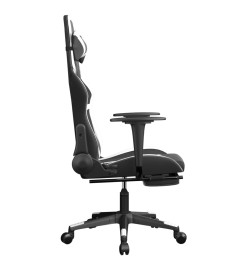 Chaise de jeu avec repose-pied Noir et blanc Similicuir