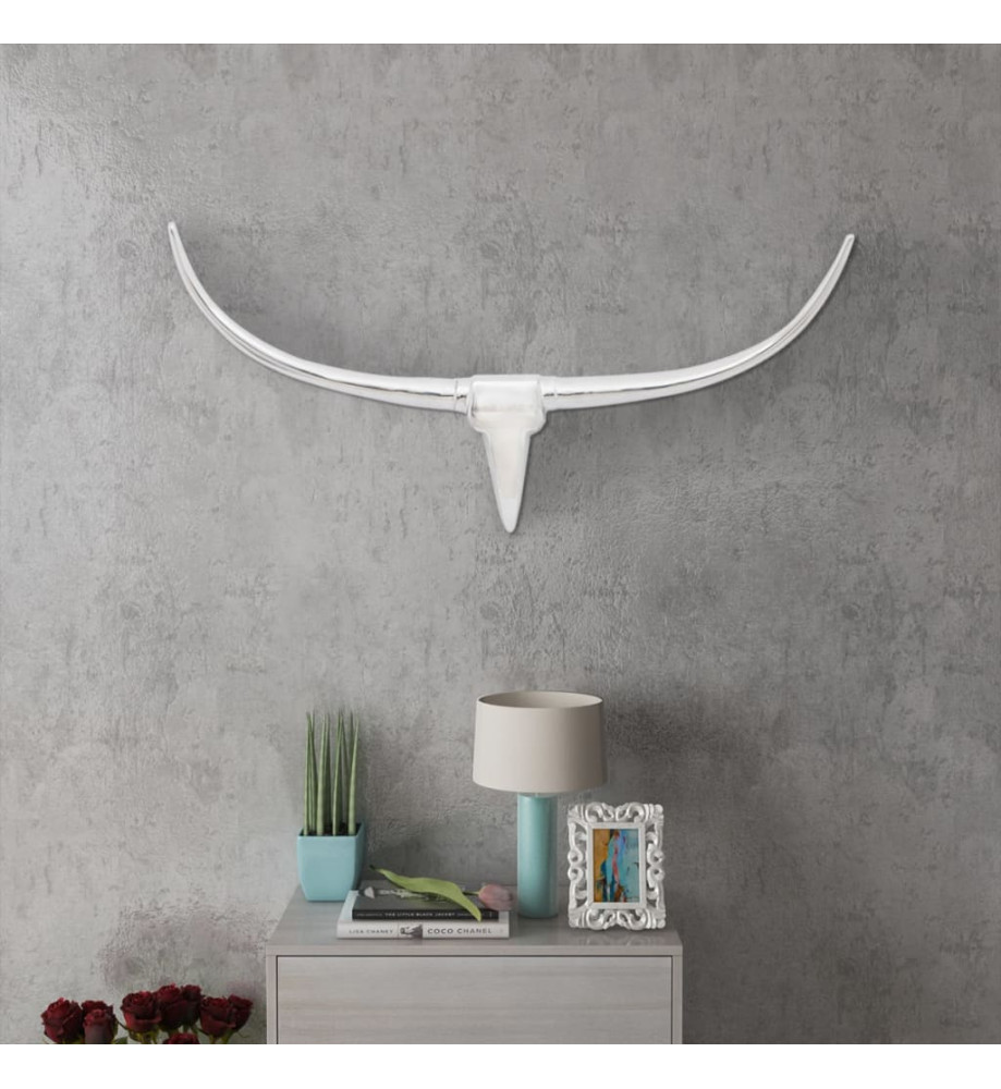 Décoration murale tête de taureau Aluminium Argenté 96 cm