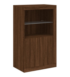 Armoire latérale avec lumières LED chêne marron bois ingénierie