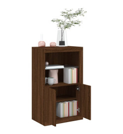 Armoire latérale avec lumières LED chêne marron bois ingénierie