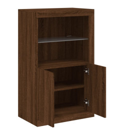 Armoire latérale avec lumières LED chêne marron bois ingénierie