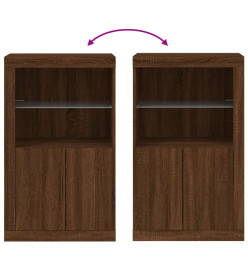 Armoire latérale avec lumières LED chêne marron bois ingénierie